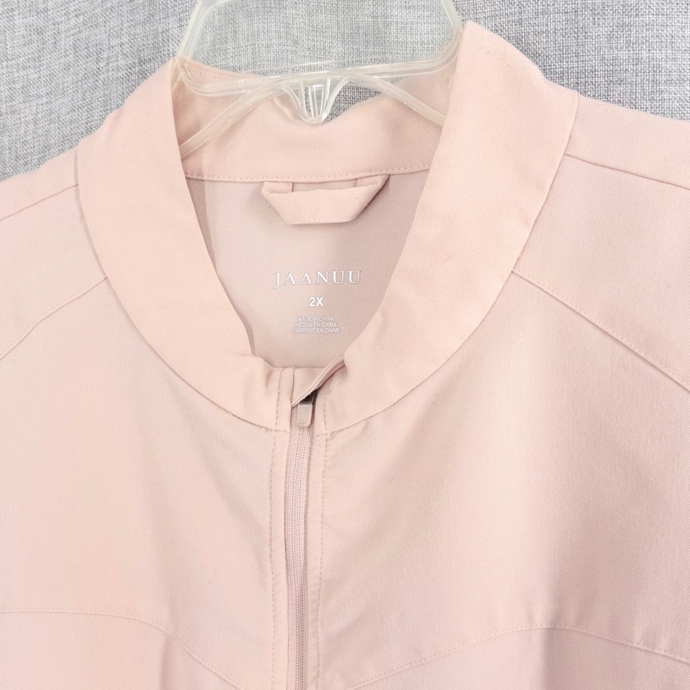 Jaanuu Scrub Jacket Women's 2X Pink Full Zip Lightweight Stretch Workwear